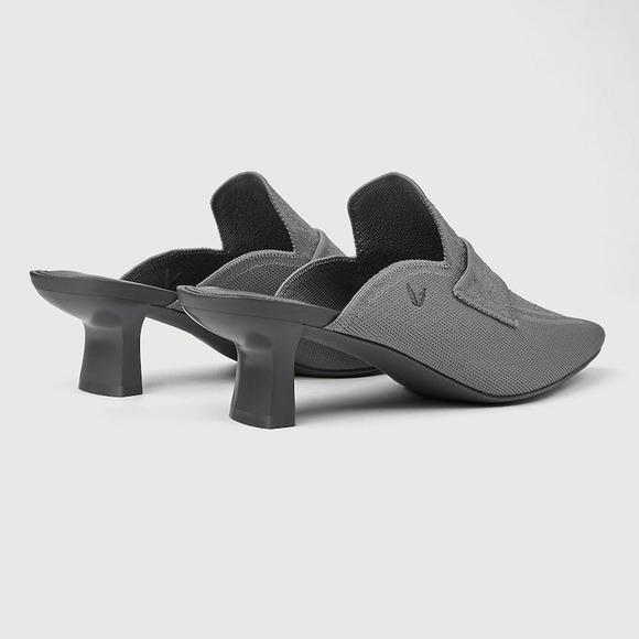 VIVAIA Mules Kitten Heel Knit Pointed Toe Slip On Loafers Gray Size 7-7.5 EUR 38 - Picture 6 of 13